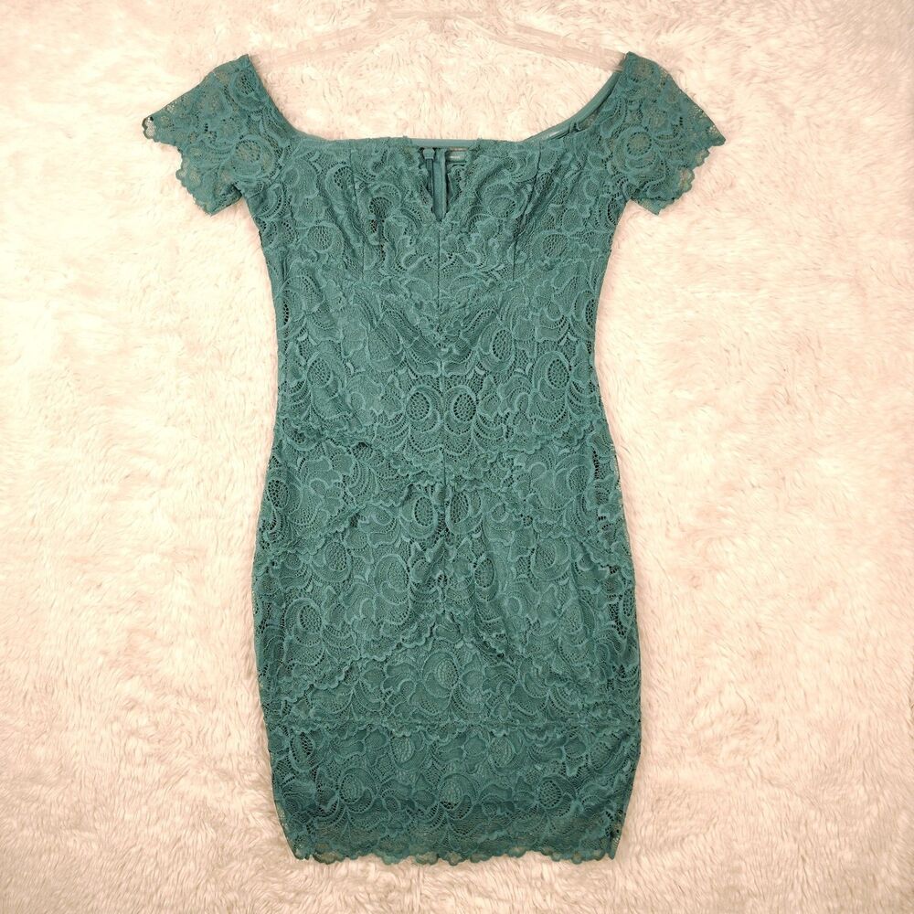 NWOT Guess Lace Bodycon Dress Green / Blue Teal Sz S Y2K
